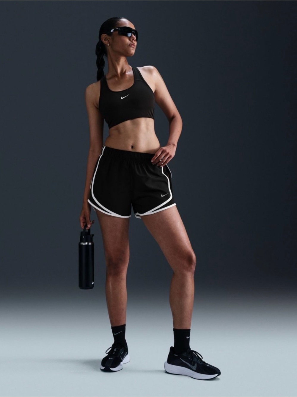 Nike Tempo Black Athletic Running Shorts with White Trim - XL